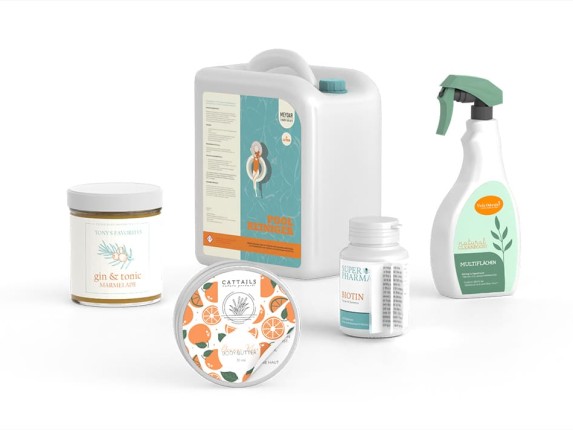 Etiketten aus verschiedenen Materialien