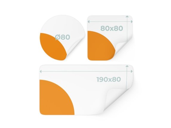 Bedruckte Aufkleber in verschiedenen Formen und Formaten