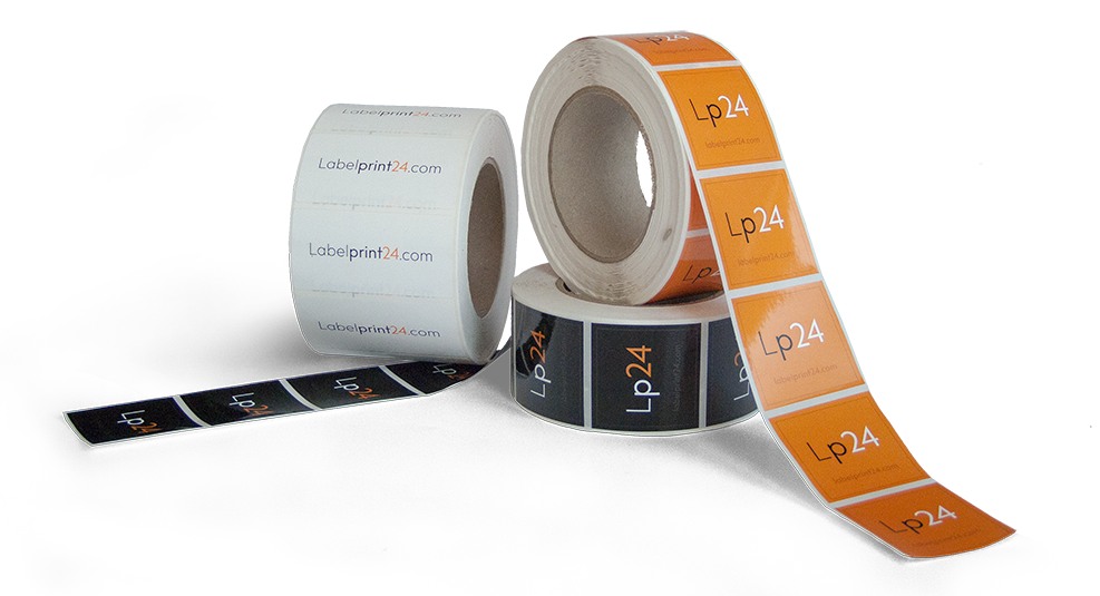 Adhesive film labels on a roll