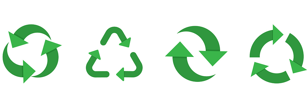 Verschiedene Recyclingsymbole