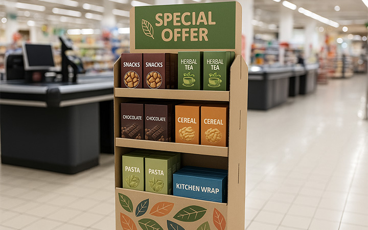 Display am POS aus Wellpappe bedruckt Display am POS aus Wellpappe bedruckt