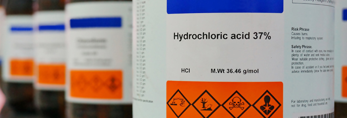 Chemicals with hazardous materials labels