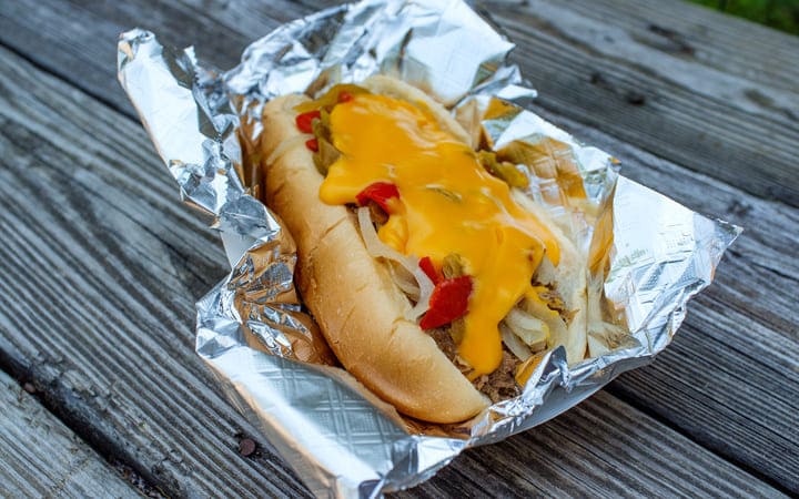 Hot dog in aluminium foil