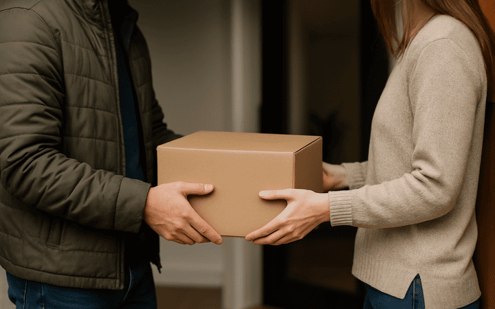 Übergabe eines Pakets Übergabe eines Pakets