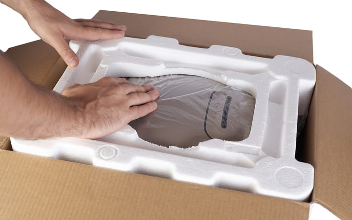 styrofoam in shipping box