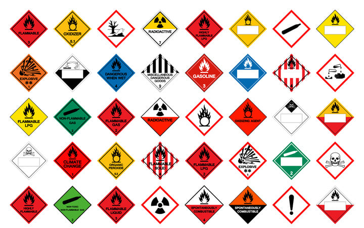 Verschiedene Gefahrenstoffkennzeichnungen