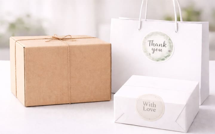 Runde Aufkleber auf Geschenken