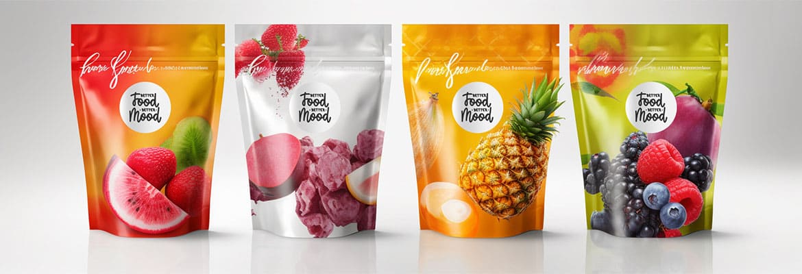 Mehrere verschiedene Doypacks nebeneinander Mehrere verschiedene Doypacks nebeneinander