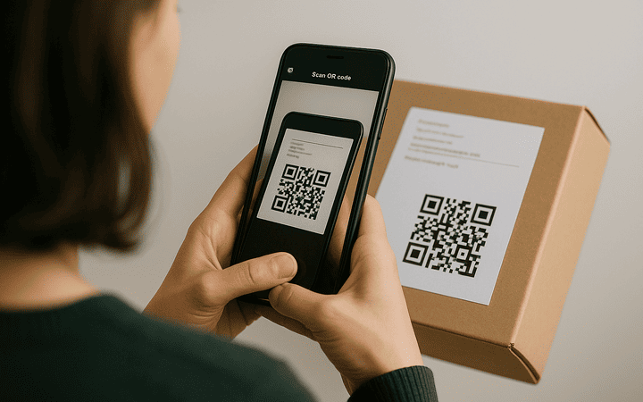 QR Code auf Paket scannen QR Code auf Paket scannen
