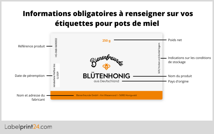 Informations obligatoires sur les étiquettes du miel